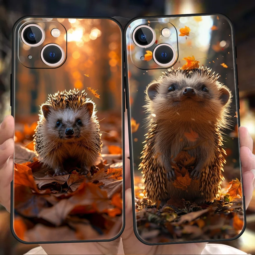 Funda de teléfono suave de TPU de lujo para iPhone 17 Air 16E 16 11 15 14 Pro MAX 12 13 7 8 Plus X XR XS SE 2022 cubierta lindo pequeño erizo