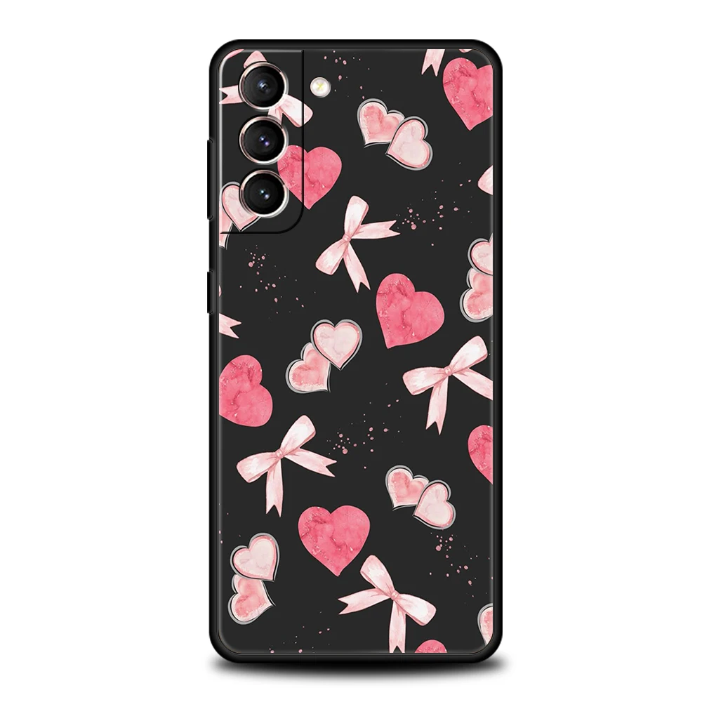 Funda de teléfono con lazo de corazón rosa para Samsung Galaxy S25 Edge S24 S23 S22 Ultra S20 S21 FE 5G S10 S9 Plus S10E, funda suave - imagen 2