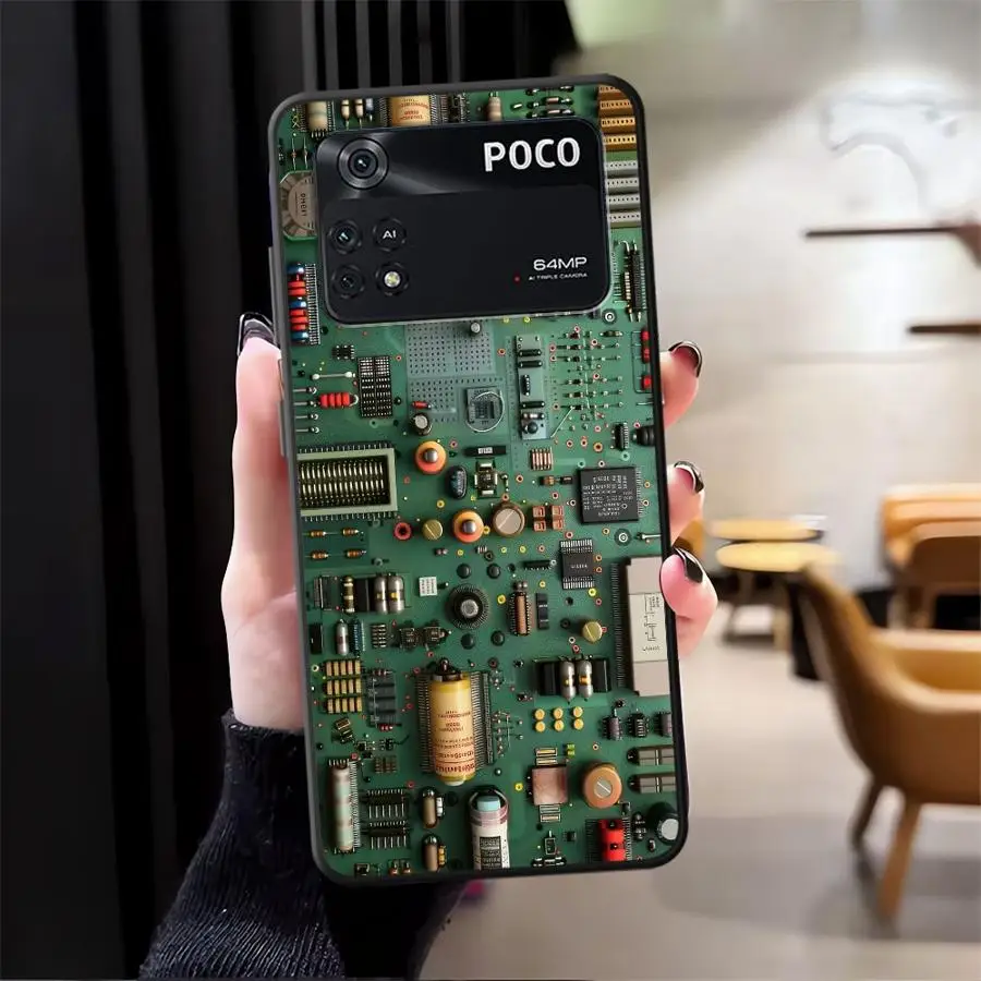 Case for Xiaomi Poco M5 C71 C50 X3 X4 X5 X7 Pro C75 M3 M4 M7 Pro C40 C61 F1 F3 Black Soft Phone Cover Circuit Personality - imagen 4