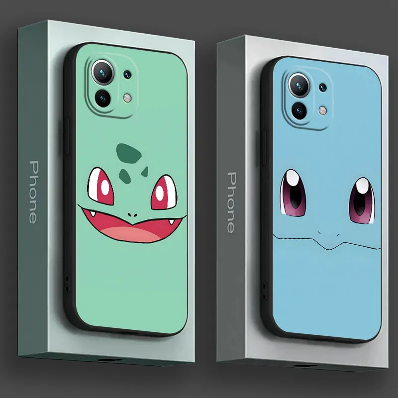 Bulbasaur Pokemons Squirtle Face funda de teléfono para Xiaomi Poco X7 X6 X5 X3 M7 M6 F7 F6 Pro 15 Ultra 11T 12T 13T 14T Pro funda suave