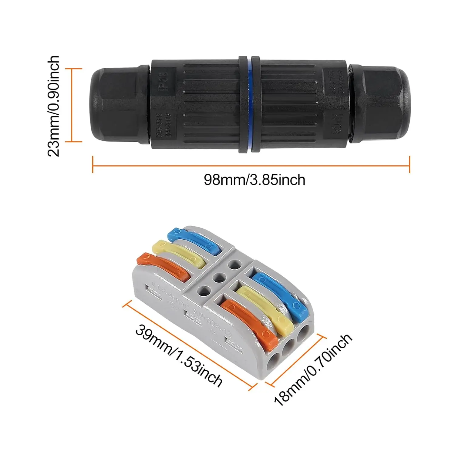 Caja de conexiones mejorada para exteriores, resistente al agua IP68, conector de cable CDF 3P de 3 polos, conectores de cable de palanca reemplazables para AWG 28-12, 6 uds. - imagen 2