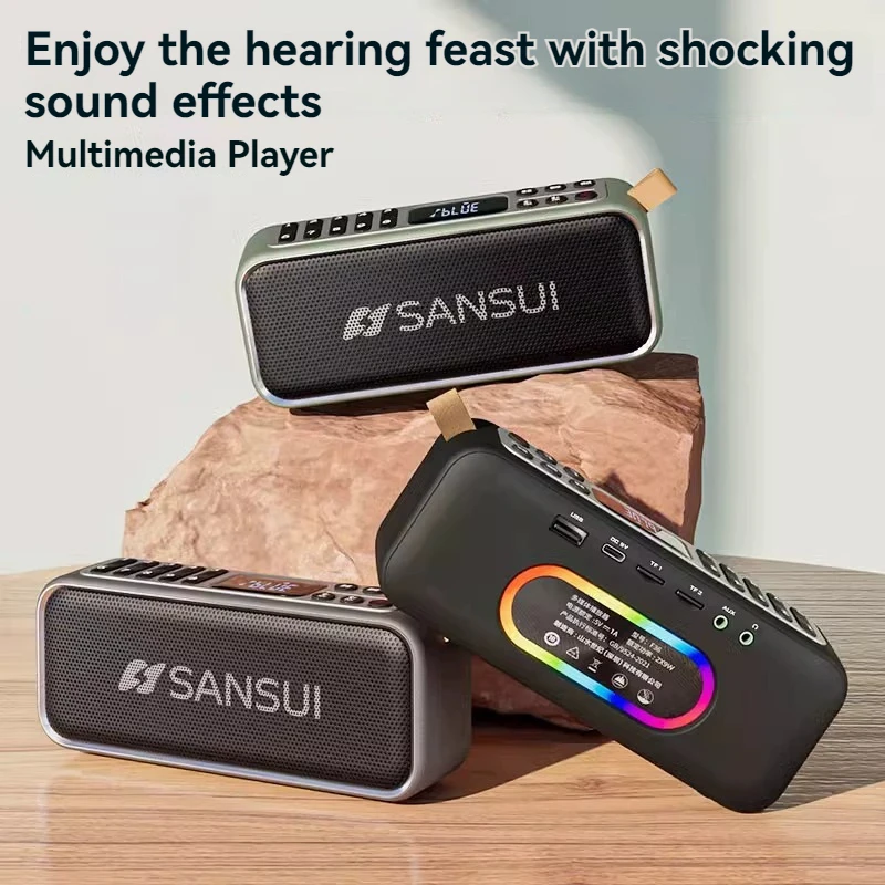 Altavoz Bluetooth Retro SANSUI F36 18W Mini altavoz doble Radio para personas mayores reproductor de música enchufable altavoz portátil compatible con FM/TF/AUX - imagen 2