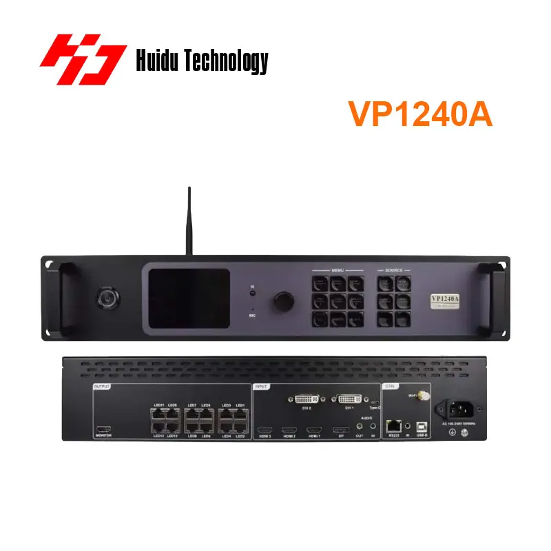 Procesador de vídeo LED Huidu VP1240A Controlador LED todo en uno Entrada de señal múltiple y control Wi-Fi para centros de exposición