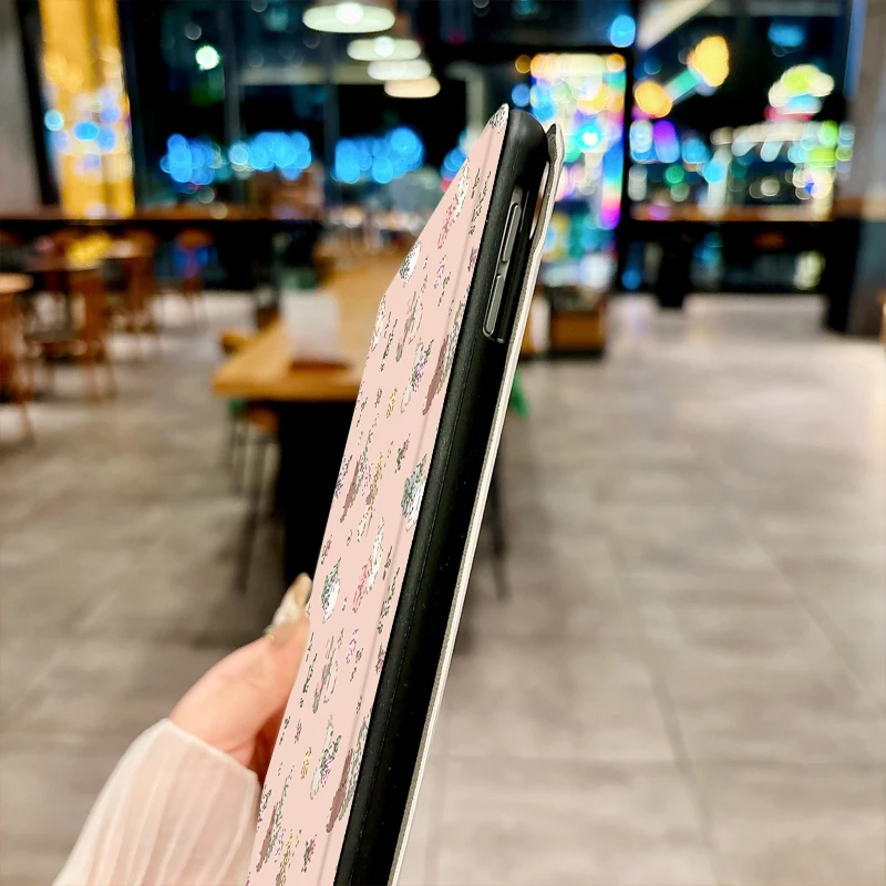 Bonita funda de conejo con flores rosas para iPad pro 10/11 pulgadas 2020/6/7th /8th /Air 3rd/Air 4th/9th gen/Air 5th Gen 2022/Air 11 - imagen 3