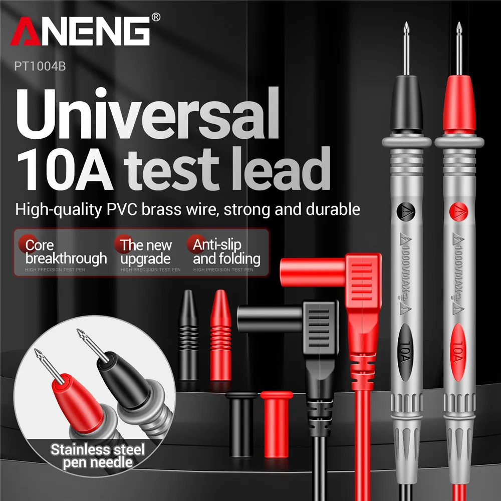 ANENG multímetro Digital pluma de prueba cables de sonda 1000V 10A punta de aguja Universal PT1004B herramientas de soldadura resistentes al calor anti-quemaduras