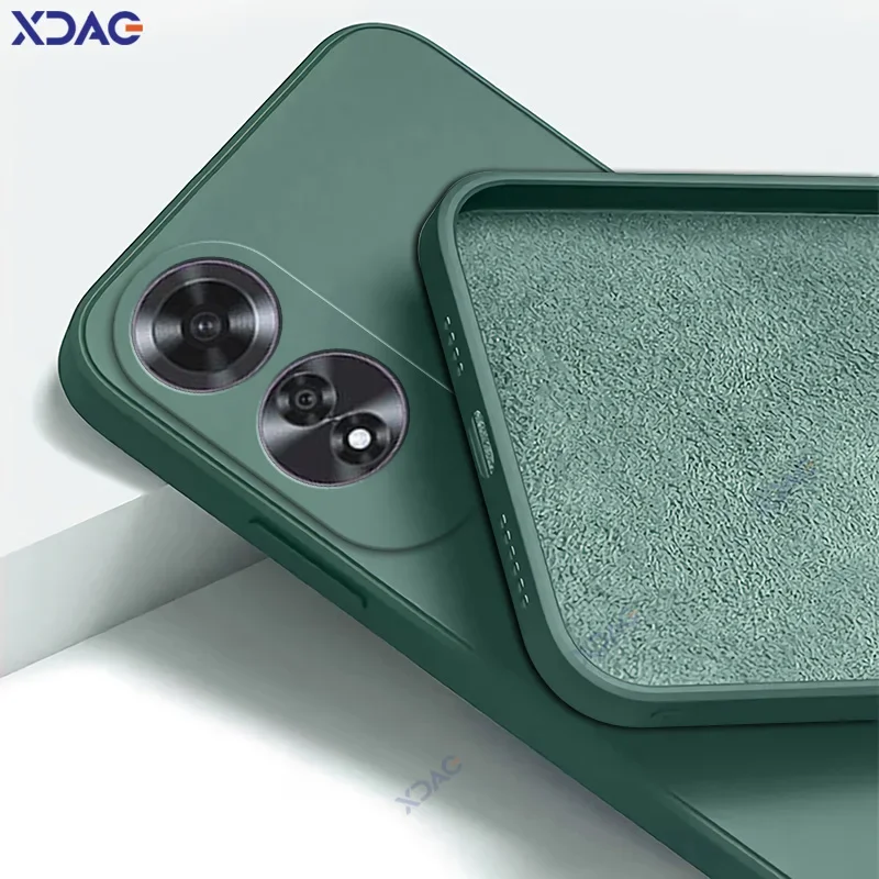 Funda de lujo de doble capa para teléfonos móviles OPPO A60, protección Global de cámara OPPOA60, armadura de silicona líquida cuadrada suave a la moda - imagen 3
