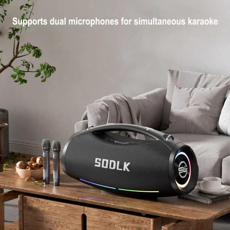 SODLK Altavoz Bluetooth portátil impermeable para exteriores 200W de alta potencia con sonido estéreo de Karaoke reproducción de disco TF/U interconexión TWS - imagen 5