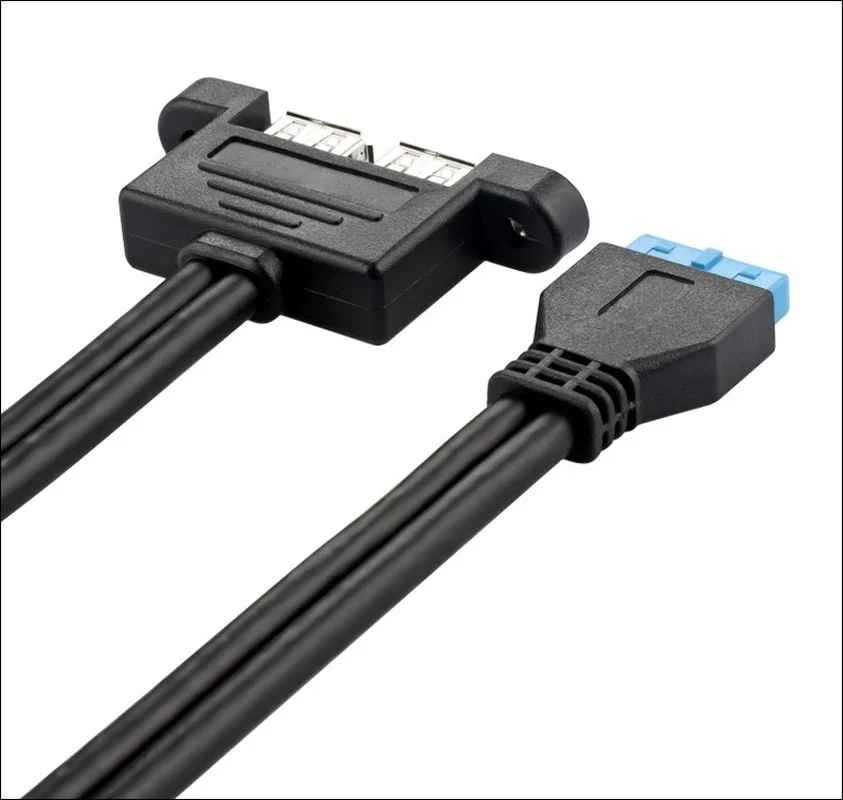 Adaptador de Cable con 2 puertos USB 3,0 hembra, Panel trasero a placa base, Conector de cabezal de 20 pines, soporte de placa de ranura PCI, 50cm - imagen 5