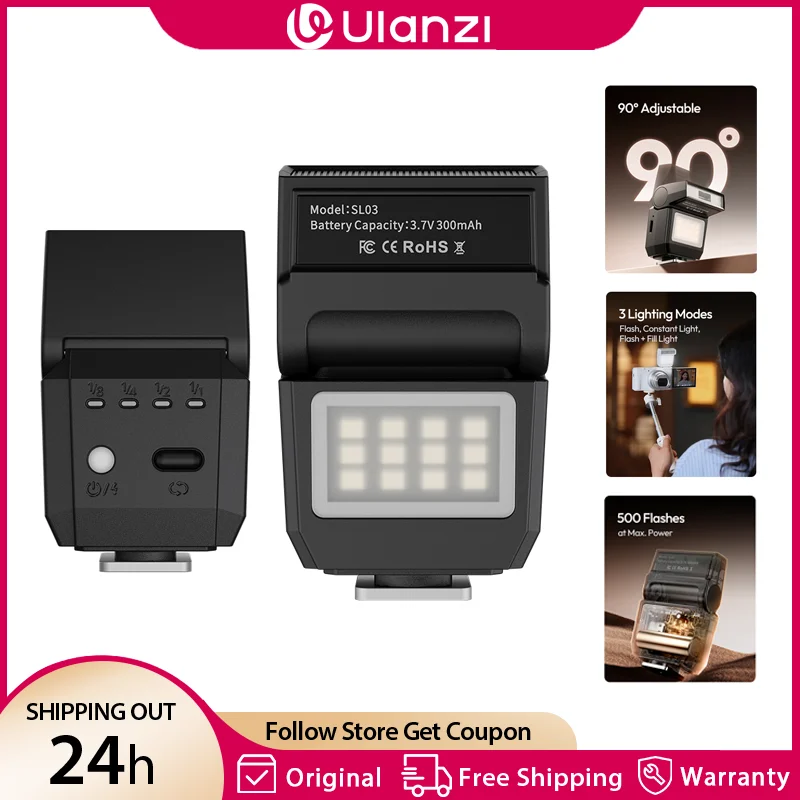 Ulanzi SL03 Mini cámara Flash GN8 4 niveles ajustable Flash luz para Canon Sony Nikon Fuji DSLR fotografía al aire libre - imagen 2