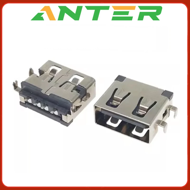 10 Uds conector USB tipo A hembra AF10.0 placa de hundimiento de 4 pines USB-A hembra SMT negro