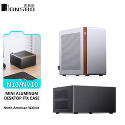 Carcasa Mini ITX JONSBO NV10 Aluminio Nogal Negro con Adaptador PCIe 4.0