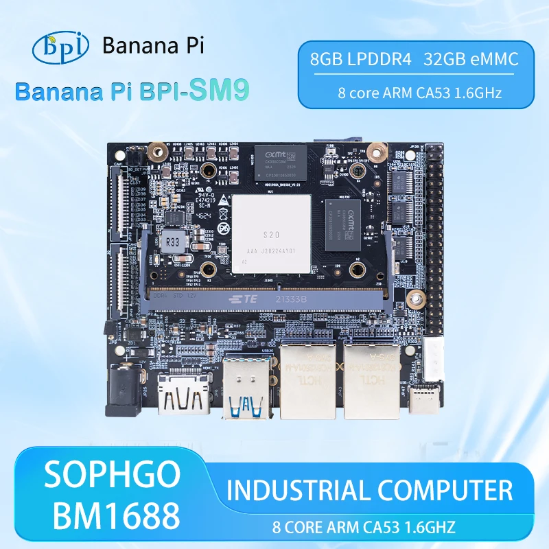 Nuevo Bpi-SM9 SOPHGO BM1688 8GB LPDDR4 32GB eMMC CA53 1,6 GHz 16HD vídeo análisis inteligente ordenador Industrial - imagen 2