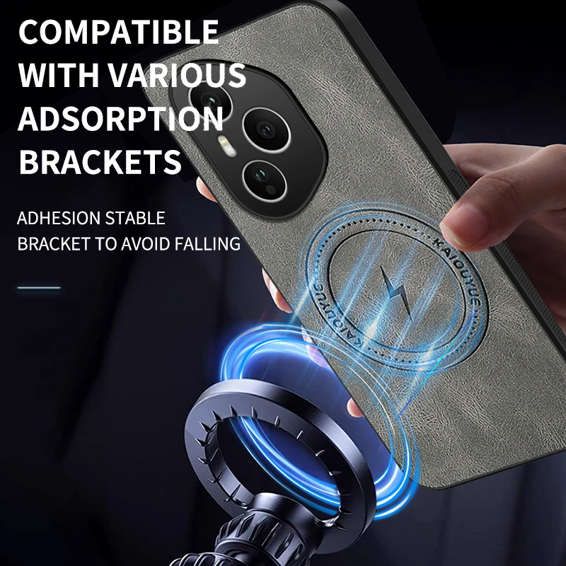 Funda magnética Magsafe para Huawei Honor 400 Pro Lite, funda protectora trasera magnética de piel sintética de lujo - imagen 3