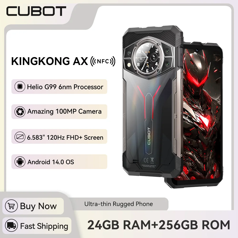Cubot King Kong AX, Smartphone Android ultradelgado y resistente, Helio G99, 24 GB RAM, 256 GB ROM, pantalla de 120 Hz, 100 MP, NFC, doble pantalla - imagen 2