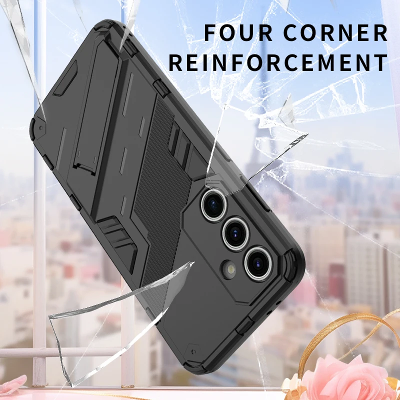 Funda a prueba de golpes para Samsung Galaxy S24 Ultra S23 Plus S22 S21 FE A15 A25 A35 A55 M15 M35 M55 5G soporte armadura cubierta trasera del teléfono ﻿ - imagen 3