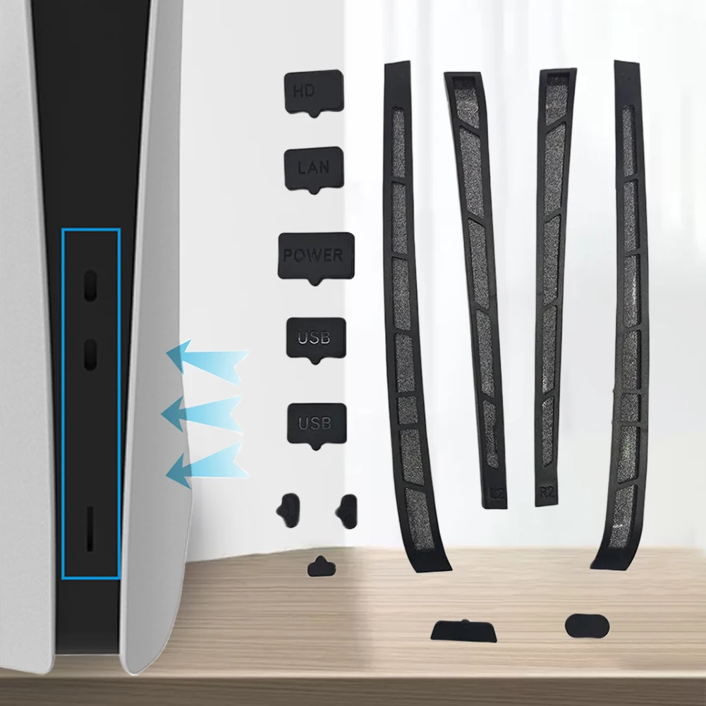 Protector contra el polvo con enchufe a prueba de polvo de silicona 12 en 1 para PS5 Slim para Playstation 5 paquete de accesorios para consola delgada - imagen 2