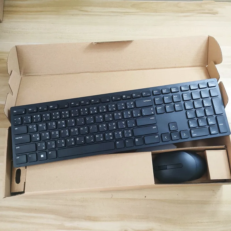 Juego de teclado y ratón inalámbricos con diseño tailandés para ordenador portátil de oficina de escritorio Dell KM5221