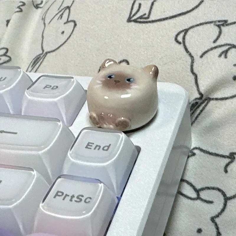 MiFuny-Teclas de perilla de gato siamés, accesorio de resina Kawaii personalizado, hecho a mano, artesanal, para teclado mecánico Hi8 - imagen 4
