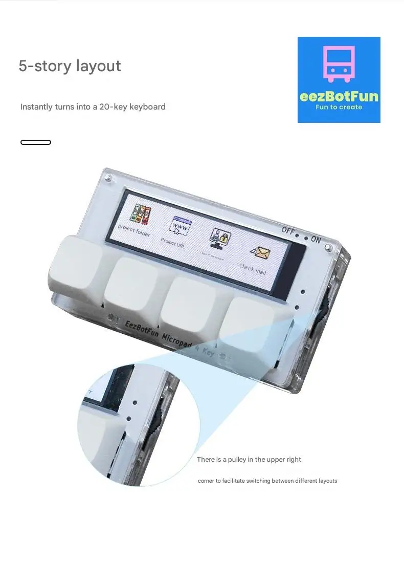 Micropad 4 teclas: teclado macro programable inalámbrico con pantalla a color, plataforma de transmisión, teclas de acceso, soporte antitrampicar para juegos para ventana - imagen 3