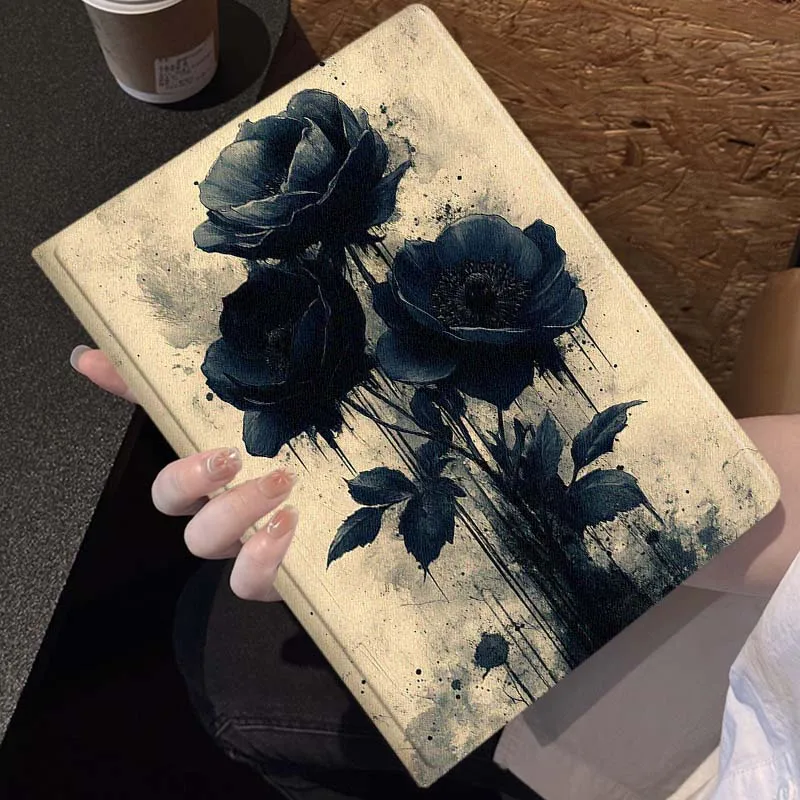 Arte negro flor mariposa para Samsung Galaxy Tab S11 S10 S9 S8 S7 S6 A10.1 A9 A8 A7 10,1 Lite FE Plus pulgadas funda para tableta - imagen 3