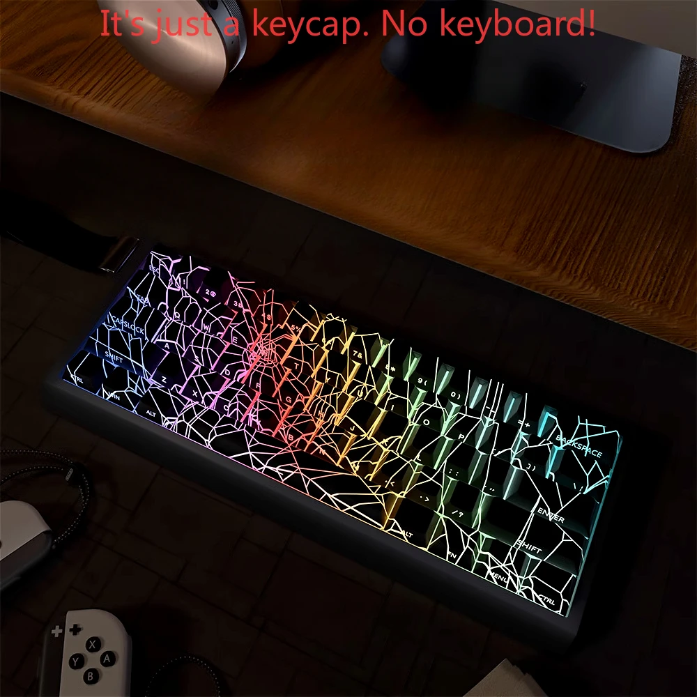 Teclas Spiderweb línea grabada lateralmente translúcido PBT 64/74 teclas cereza teclas personalizadas para teclados mecánicos 60/64/68 - imagen 2