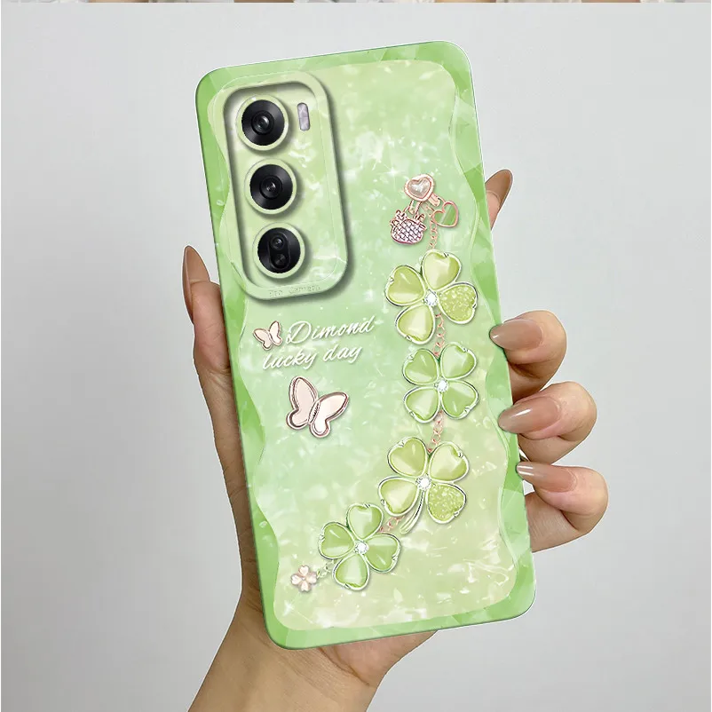 Funda de teléfono con protección de cámara para OPPO Reno12 Reno 12 Pro 12Pro 5G, funda trasera suave de silicona líquida Global con hermosas flores - imagen 2