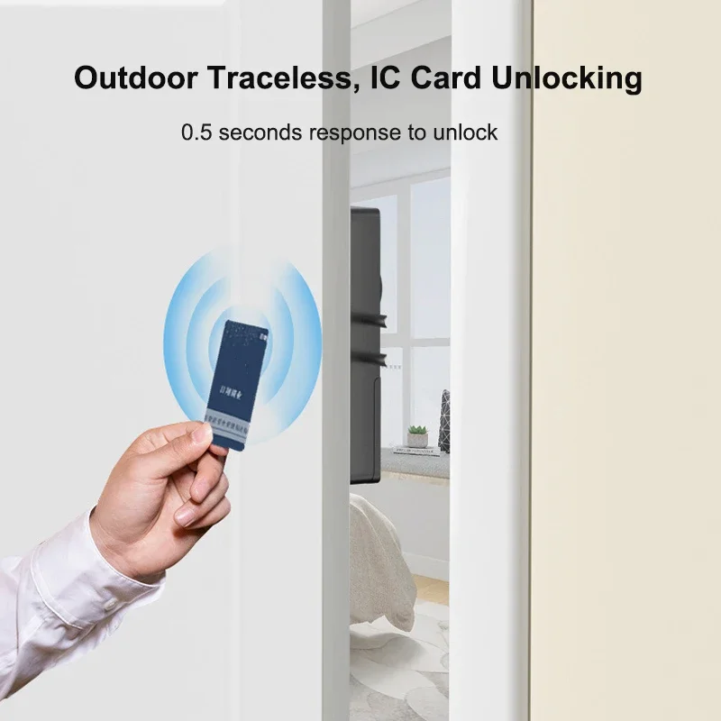 Cerradura de puerta Invisible inteligente Tuya, cerradura electrónica para interiores, aplicación TTLock/tarjeta IC/Bluetooth, desbloqueo de puerta de madera para casa, dormitorio y apartamento - imagen 3