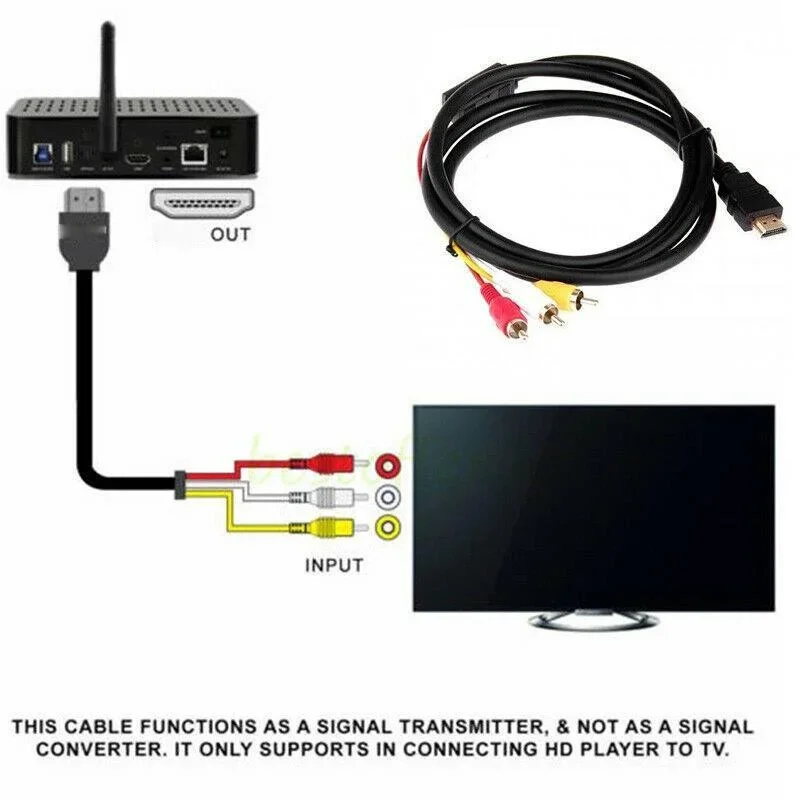 Componente convertidor de Audio y vídeo de 5 pies Cable adaptador AV HDTV útil compatible con HDMI a RCA - imagen 5