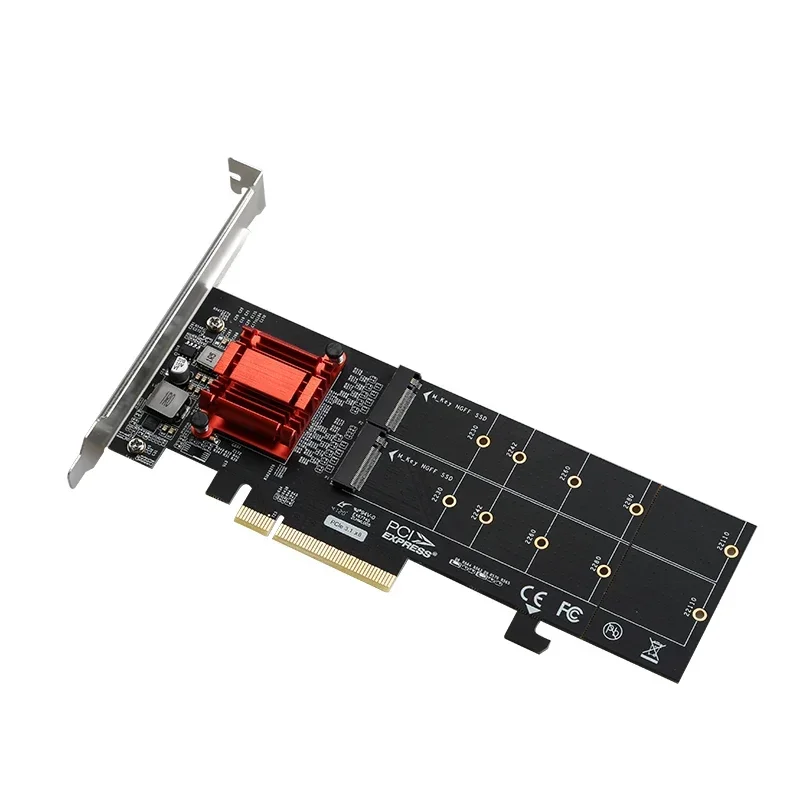 PCIe 3,1 X8 Chip ASM1812 a 2 puertos M.2 NVMe SSD adaptador tarjeta de expansión Dual M Key Nvme convertidor extensión Riser M2 a Pcie - imagen 4