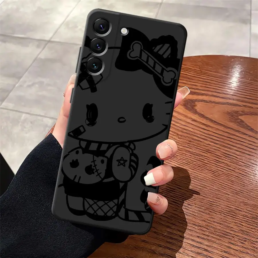 Funda para Samsung Galaxy A20 A13 A17 A40 A16 A06 A05 A04 A70 A50 A10 A12 A30 A15 funda negra suave para teléfono Sanrio Cool Kuromi Hello - imagen 5