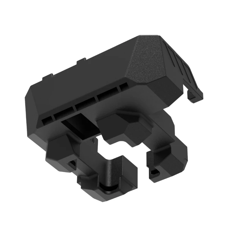 Una pieza de plástico negra con un tornillo