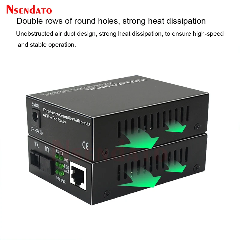 Convertidor de medios ópticos de fibra Gigabit, interruptor de fibra Ethernet SC de modo único de 10/100/1000Mbps, Gigabit con fuente de alimentación - imagen 5