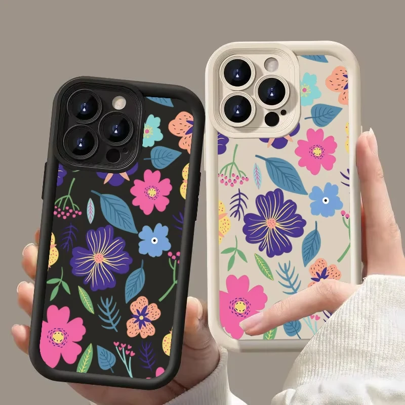 Funda de teléfono con flores y hojas coloridas para Samsung Galaxy S25 S24 S23 S22 S21 Ultra Plus S20FE A55 A54 A35 A15 funda suave de silicona - imagen 2