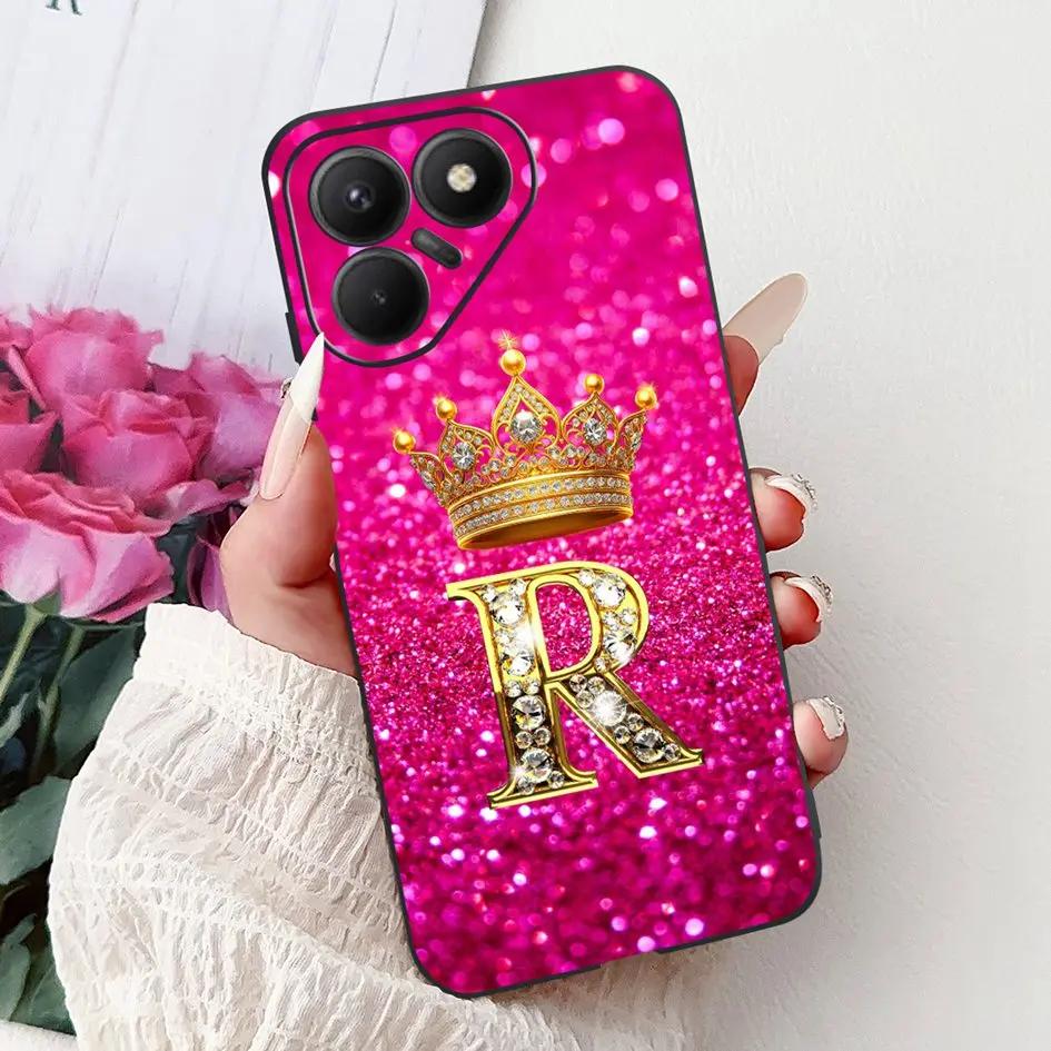 Para Tecno Pova 7 4G funda 2025 nuevas lindas letras de corona funda trasera de silicona negra suave para Tecno Pova7 4G LJ6 Protector carcasa de teléfono - imagen 3