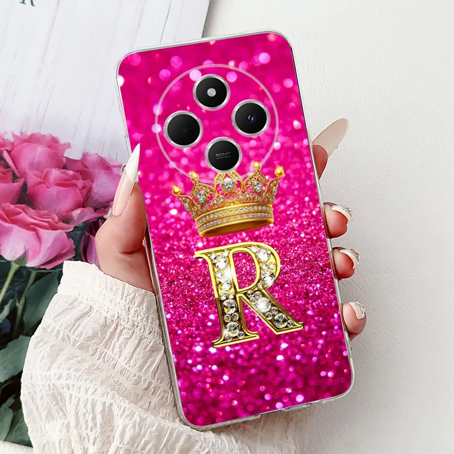 Para Xiaomi Redmi 14C funda de lujo con letras de pareja funda de teléfono de silicona transparente para Xiaomi Poco C75 PocoC75 Redmi14C Fundas suaves - imagen 3