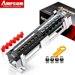 AMPCOM Panel 12 Puertos RJ45 Cat6A Montaje Pared