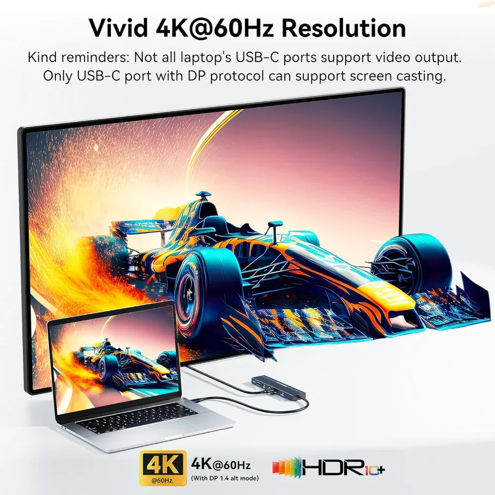 Acasis 10Gbps USB-C Hub estación de acoplamiento 4K/60HZ USB-C salida de vídeo PD 100W entrada 2 * USB-C 3,2 USB A para Macbook/Dell XPS - imagen 3