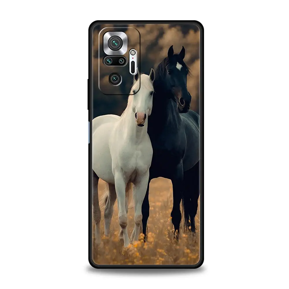 Funda de teléfono galoping con caballos blancos y negros para Xiaomi Redmi Note 14 13 12 Pro Plus 5G 9S 9 10 11 4G 14C 13C 12C 10C 9C 9A - imagen 2