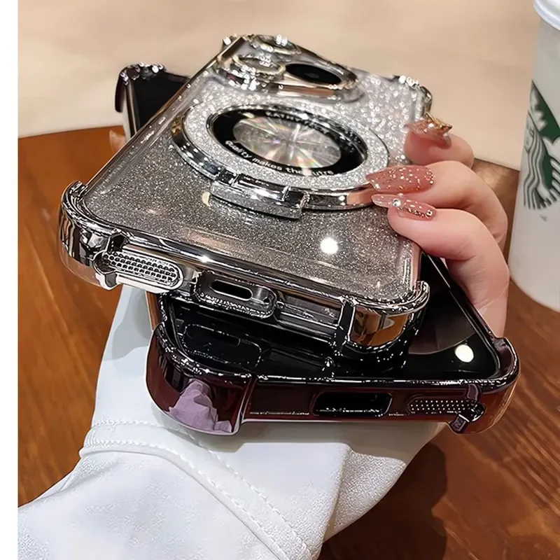 Funda Honor90 5G de lujo con soporte magnético a prueba de golpes para Huawei Honor 90 70 50 80 100 200 pro funda con soporte brillo brillante - imagen 3