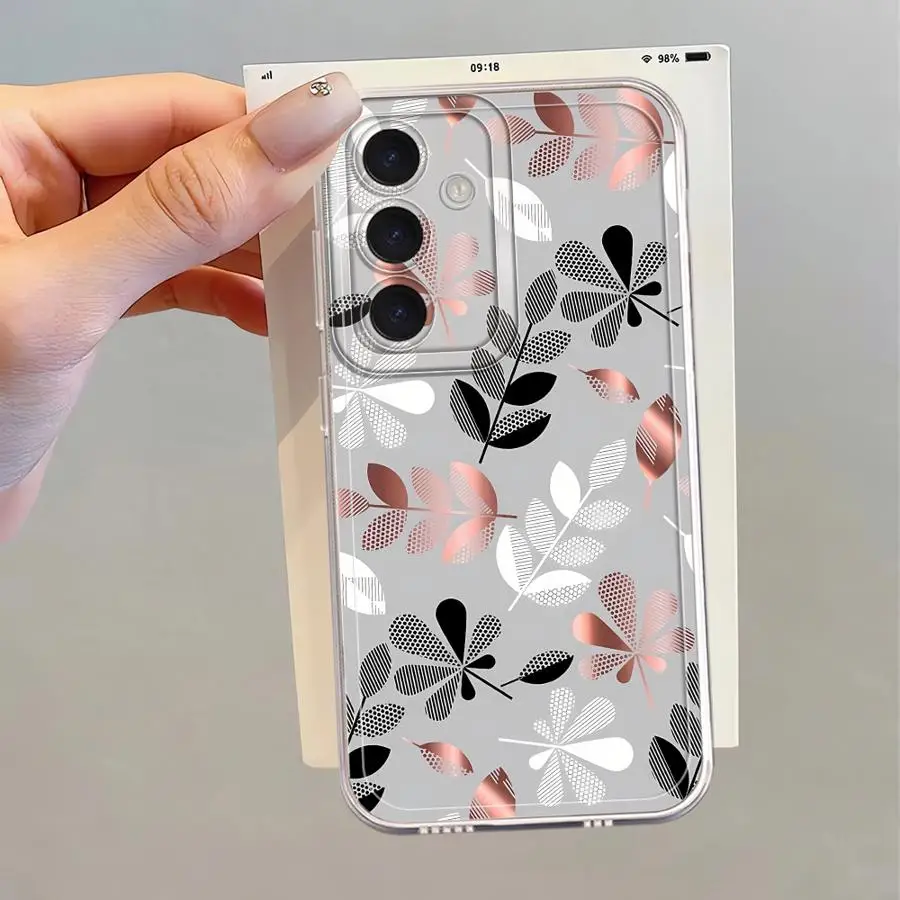 Funda con diseño de flores de Metal para Samsung Galaxy A71 A72 A25 A12 A35 A16 A73 A13 A35 A22 A15 cubierta transparente - imagen 2