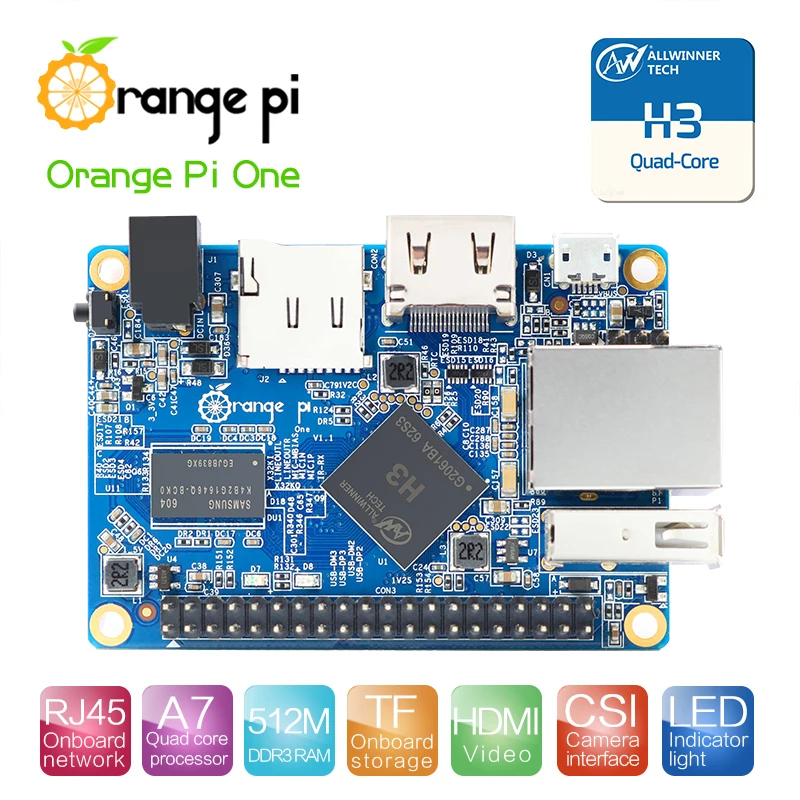 Placa Orange Pi One H3 para ordenador, tarjeta madre de cuatro núcleos, 512MB, compatible con Ubuntu, Linux y Android, mini-PC - imagen 2
