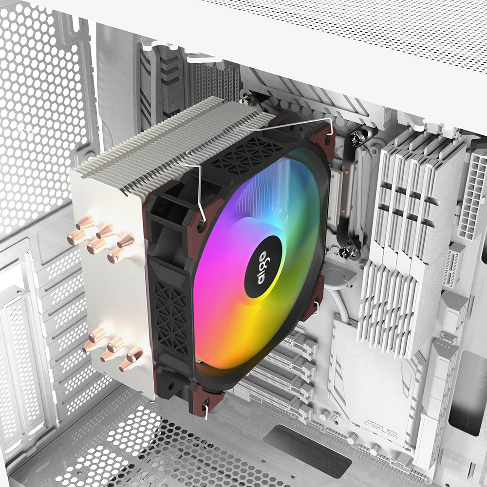 Cooler CPU Aigo ICE600SE ARGB 6 Tubos 120mm PWM - imagen 5