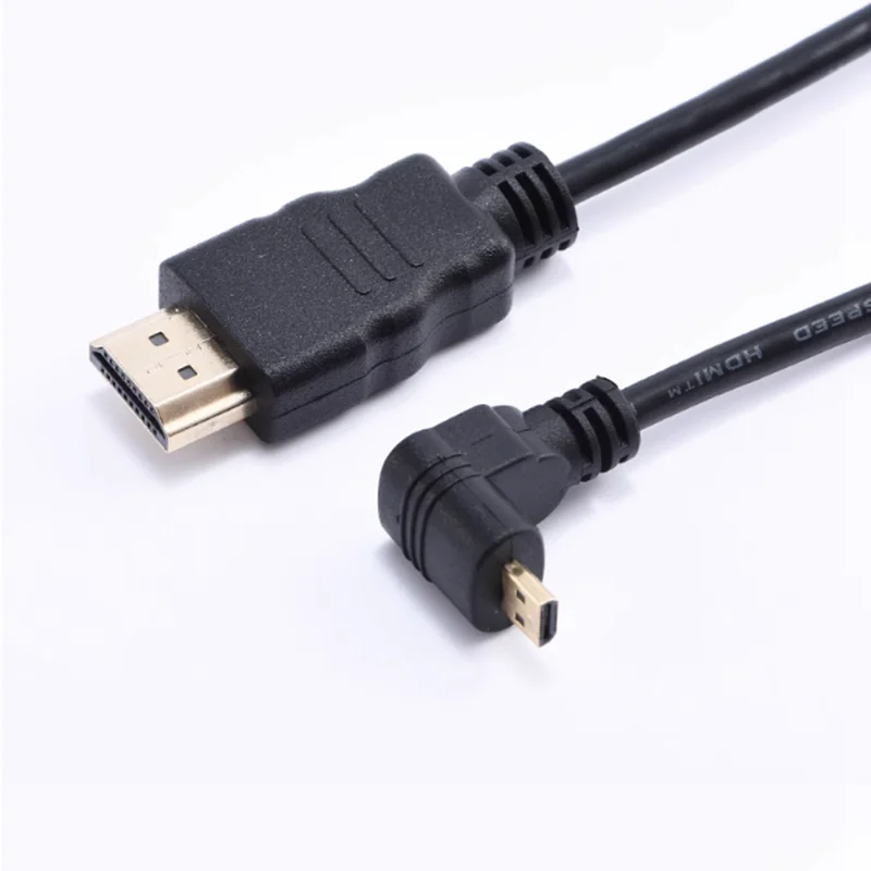 Cable de codo en ángulo izquierdo y derecho tipo A a Micro HDTV tipo D arriba y abajo 3D 4K 1080p Audio compatible con Micro HDMI para cámara de tableta - imagen 4
