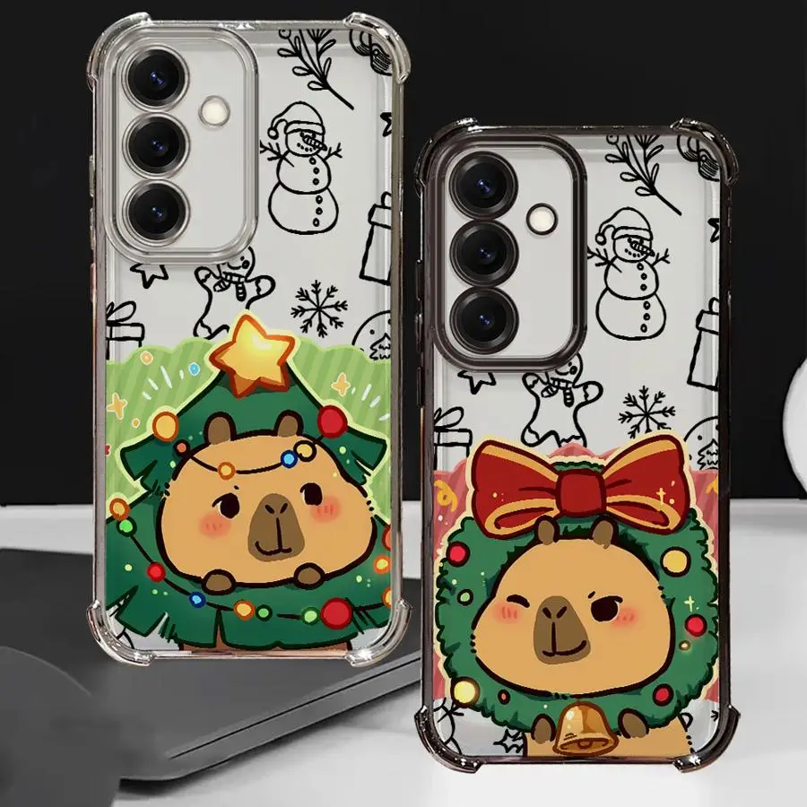 Funda navideña de capibara para Samsung Galaxy S23 S24 S20 FE S21 Plus S25 Edge S22 Ultra transparente - imagen 3