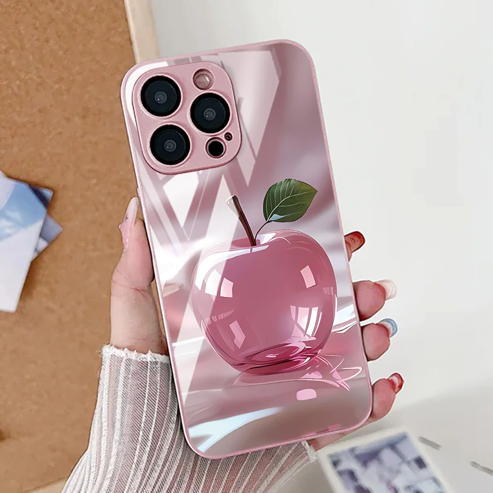 Funda de teléfono de vidrio templado con estampado de frutas para iPhone 16 Pro, funda para iPhone 17 16E 13 11 14 12 15 Pro Max 7 8 Plus XR SE 2022 2020 - imagen 4