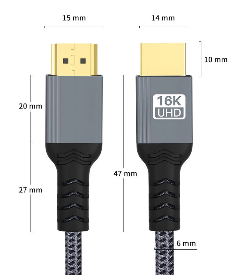 0,5 M/1M/2M trenzado HDMI 2,2 16K @ 144hz 8k60Hz 96Gbps QFT UHD HDR EARC Cable macho para HDTV portátil TV PS5 proyector de Monitor de juegos