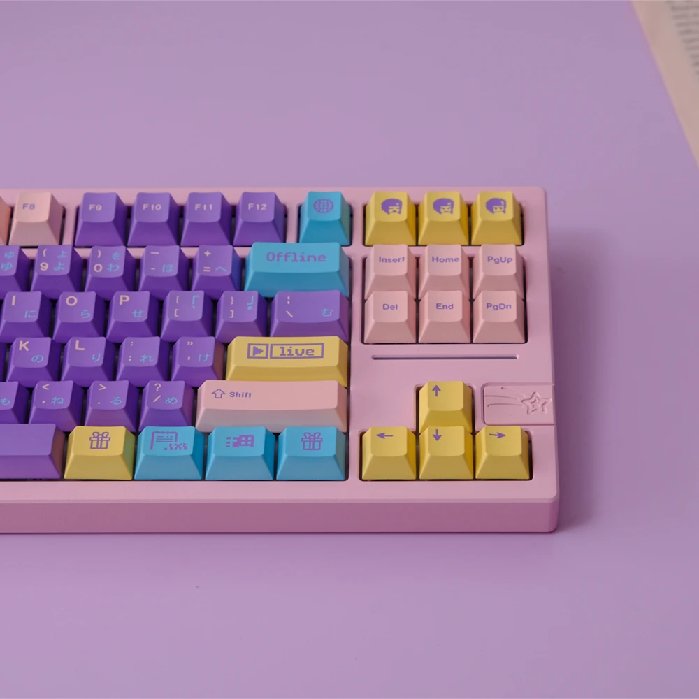 Teclas PBT de perfil de cereza púrpura, Candy Pixels Dye-Sub, 150 teclas divididas ANSI, juego grande de teclas para Teclado mecánico de madera A75 - imagen 3