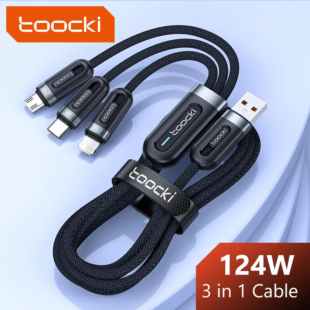 Toocki 6A 3 en 1 Cable de carga rápida USB tipo C tipo C Cable de teléfono móvil para iPhone X Xiaomi Oneplus Realme Poco USB Micro Cables