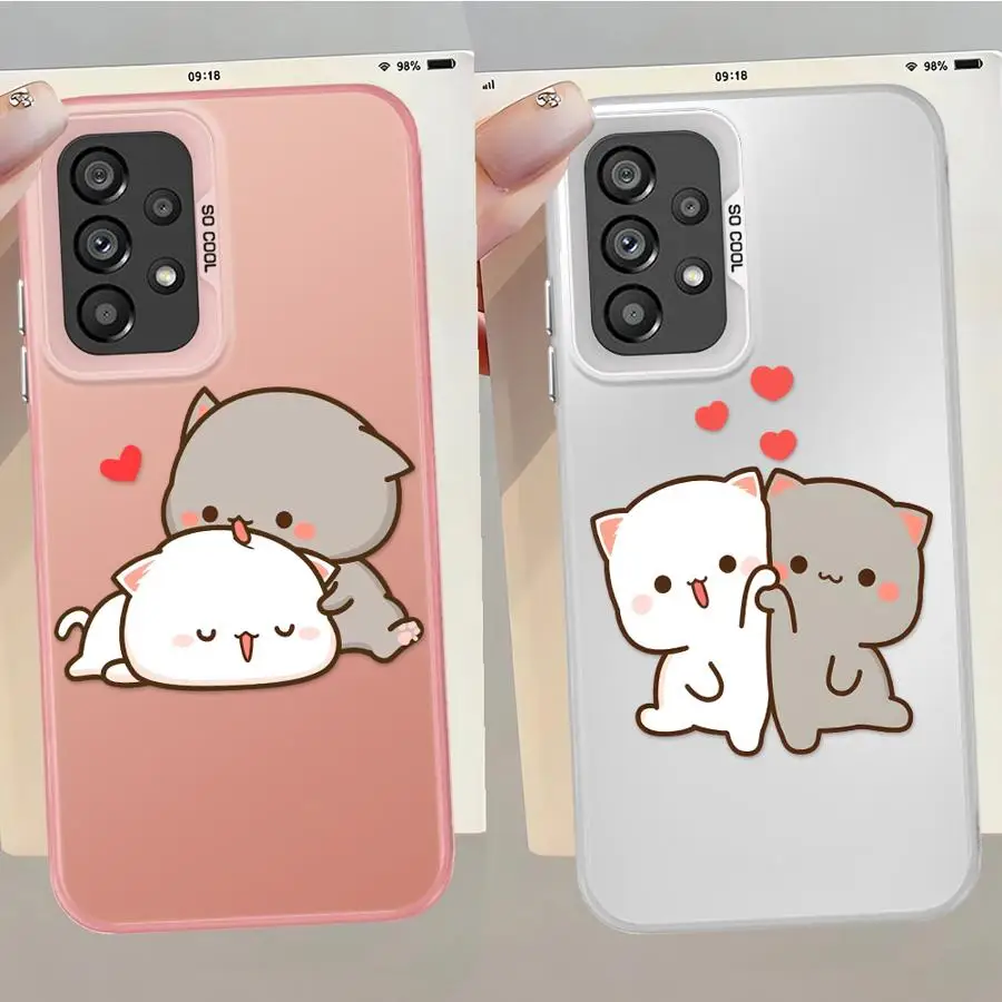 Funda trasera de teléfono con dibujos de pareja de gatos para Samsung Galaxy A13 A20s A11 A04e A03 A50 A06 A15 A14 A16 A02 A12 - imagen 5
