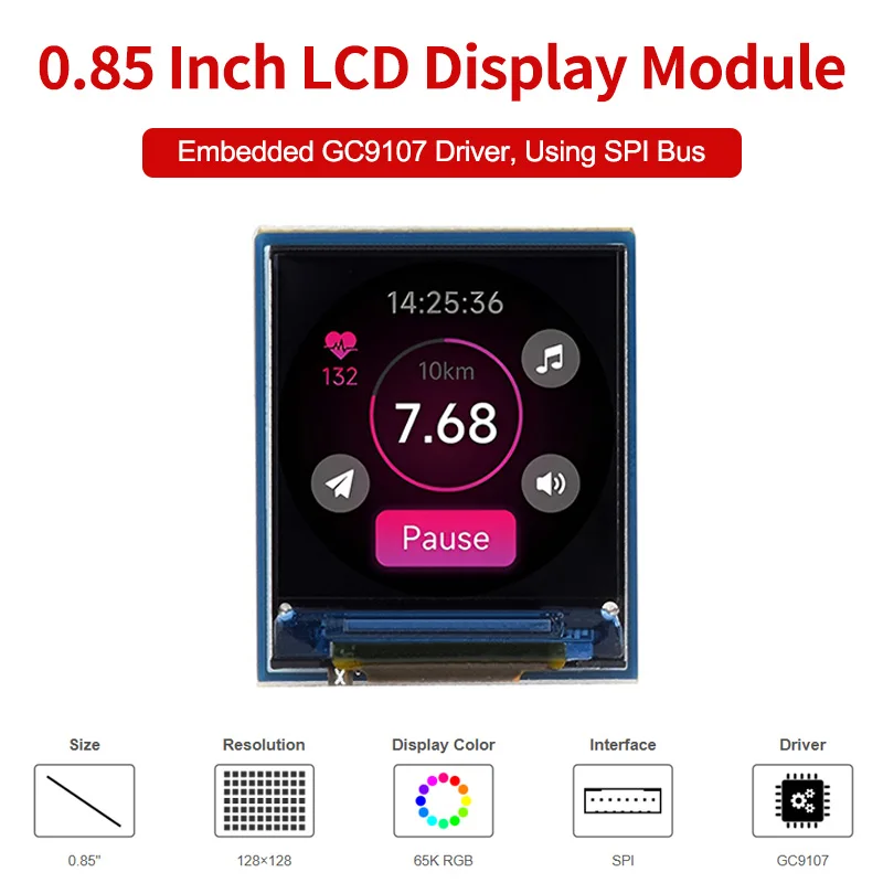 Waveshare-Módulo de pantalla IPS de 0,85 pulgadas, controlador GC9107 integrado, interfaz SPI, LCD 240x280 para Raspberry Pi Arduino ESP32 STM32